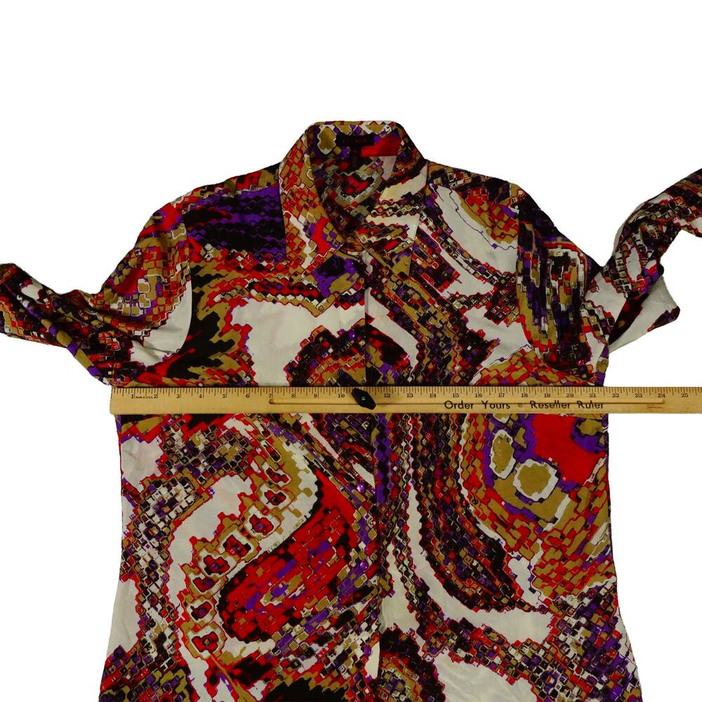 Escada Paisley Silk Cotton Button Up Blouse Long Sleeve Ladies Size 42 - Picture 5 of 7